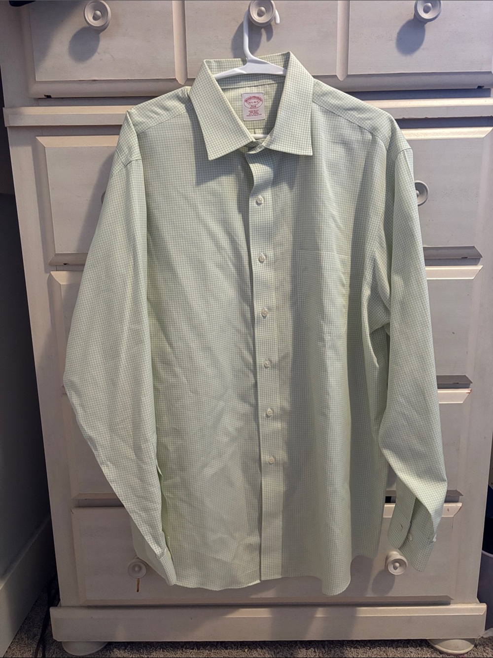 Brooks Brothers Light Green Micro-Check Dress Shirt